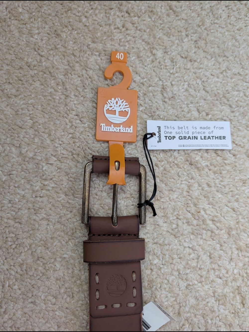 Timberland Men's Brown Genuine Leather Belt Size 40. New With Tags